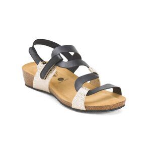 PLAKTON Black Made In Spain Leather Nowcurvi Comfort Footbed Sandals